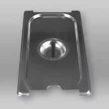 Couvercle en inox Grocier avec poignée et encoche pour cuillère pour bac gastronorme 1/4 GN photo du produit