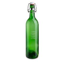 Iwas upcycled glazen fles met dop 70 cl ø 7.4xh31 cm groen frosted Waves Productfoto