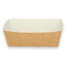 Verive kartonnen snack/frietbakje conisch 12x7x4.5 cm bruin/wit Productfoto