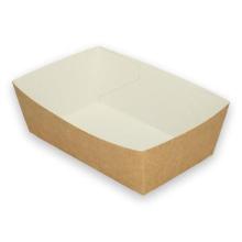 Verive kartonnen snack/frietbakje conisch 13.7x8.2x5 cm bruin/wit Productfoto