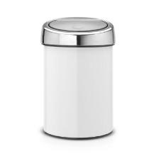 Brabantia metalen wandafvalemmer touch bin 3L wit Productfoto