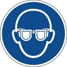 Bord met veiligheidsbril verplicht pictogram 10 cm zelfklevend Productfoto