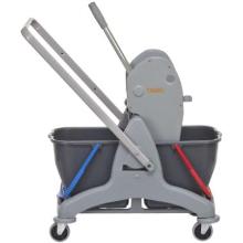 Diversey Taski plastic double roll bucket with wringer 2x15L grey/red/blue product photo
