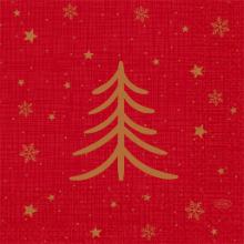 Duni tissue napkin 33x33 cm 3-ply Shimmer Trees red with print product photo