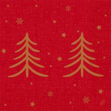 Duni napkin 40x40 cm 3-ply Shimmer Trees red with print product photo