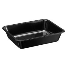 Plastic maaltijdschaal PP rechthoek 22.8x17.8x3 cm 1-vaks zwart Productfoto