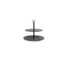 Marmer etagère met 2 lagen ø30xh26 cm zwart Productfoto