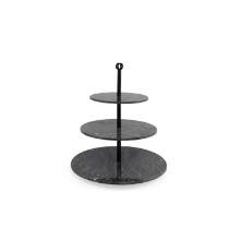 Marmer etag&egrave;re met 3 lagen &oslash;30xh37 cm zwart Productfoto