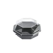 Duni plastic saladebak met vast deksel PS Octaview Cold 16x16x8 cm 540 cc zwart Productfoto
