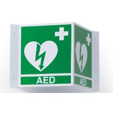 Wall sign with text "AED" 3 dimensional ERC product photo