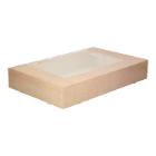 Cardboard catering box with window Enjoy Your Food 46x31x8 cm brown product photo
