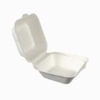 Bagasse hamburger container with fixed lid square 13.x12.6x7.2 cm white product photo