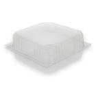 Plastic gebaksdoos met vast deksel APET vierkant 17.4x17.4x8.5 cm transparant Productfoto