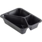 Duni plastic meal box PP rectangle 3-comp. 22.7x17.8x5 cm 235/325/530 cc black product photo