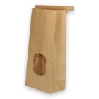Paper block bottom bag kraft 11.5x7x24.5 cm brown with window and closable product photo
