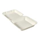 Bagasse maaltijdbak met vast deksel vierkant 21.8x21.3x6.6 cm wit Productfoto