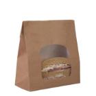 Paper sandwich block bottom bag kraft-look 15.5x7.2x22 cm brown with window product photo