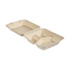 BioPak ecoecho® bagasse meal box with fixed lid 3 compartments 90/90/325 cc crea product photo