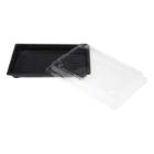 Sushi tray met deksel L rechthoek 18.5x13x4.5 cm zwart/transparant Productfoto