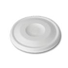 Bagasse lid made from bamboo and wood fibers flat with straw hole ø 9 cm white product photo