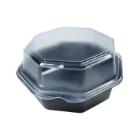 Duni plastic salad bowl with fixed lid PS Octaview Cold 16x16x8 cm 580 cc black product photo