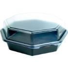Duni plastic salad bowl with fixed lid PS Octaview Cold 23x23x8 cm 1300 cc black photo du produit