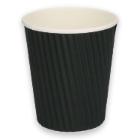 Kartonnen beker Hot PE 8 oz / 220 cc ø 8 cm dubbelwandig geribbeld zwart Productfoto
