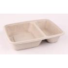 BePulp bagasse meal container reactangle 2 compartments 23x16 cm 550 / 250 ml cr product photo