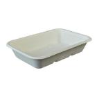 Bagasse meal container rectangular 18x12.5x3.7 cm 450 ml white product photo