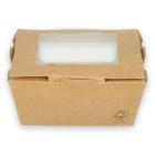 Duni cardboard saladbox with window PLA 12x11x4.5 cm 450 cc brown/white product photo