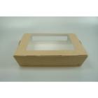 Duni cardboard saladbox with window PLA 18x13.5x4.5 cm 1200 cc brown/white product photo