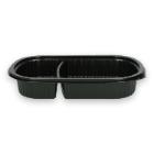 Duni plastic maaltijdbak PP rechthoek 2-vaks 24x15x4 cm 500/250 cc zwart Productfoto
