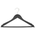Wooden hanger with non skid bar & notches and chrome hook black matt product photo