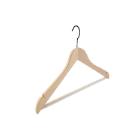 Wooden hanger with non skid bar & notches and black hook black matt product photo