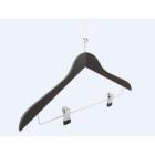 Houten kledinghanger met anti-slip knijpers en anti-diefstal pin 44 cm dark nut Productfoto