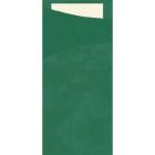 Duni sacchetto 8.5x19 cm donkergroen met tissue servet creme #2 Productfoto