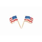 Wooden flag pick USA waving 7 cm product photo
