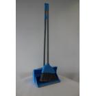 Plastic dustpan and brush with long handle blue product photo