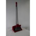 Plastic dustpan and brush with long handle red photo du produit