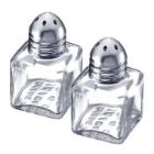 Glazen peper en zoutstrooier met RVS dop 3x3x5 cm (set van 2 stuks) Productfoto