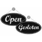 Plastic sign "Open-Gesloten" with chain and sucker 30x15 cm black/white product photo