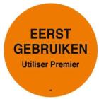 First use sticker 5x5cm orange 500 pieces on a roll product photo