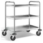 Stainless steel serving trolley Basic 3 trays 80x50 cm with swivel wheels product photo