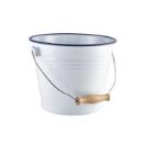Emaille buffetemmer 22 cm met houten handvat wit Productfoto