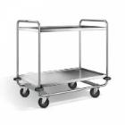 Stainless steel serving trolley SW 110x70 cm with 4 swivel castors, 2 with brake product photo