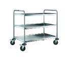 RVS serveerwagen Basic 3 -bladen No More Flat 100x60 cm met 4 zwenkwielen Productfoto