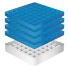 CaterRacks kunststof voetglazenkorf CR49-4Z 49-vaks 50x50x26 cm blauw/grijs Productfoto