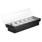 Kunststof bar garneerunit met 6-vaks a 400 ml 16x50x10 cm zwart Productfoto