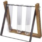 Glass tube vases 3 pieces in holder black product photo