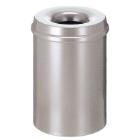 Metal flame retirend paper bin 15L silver product photo